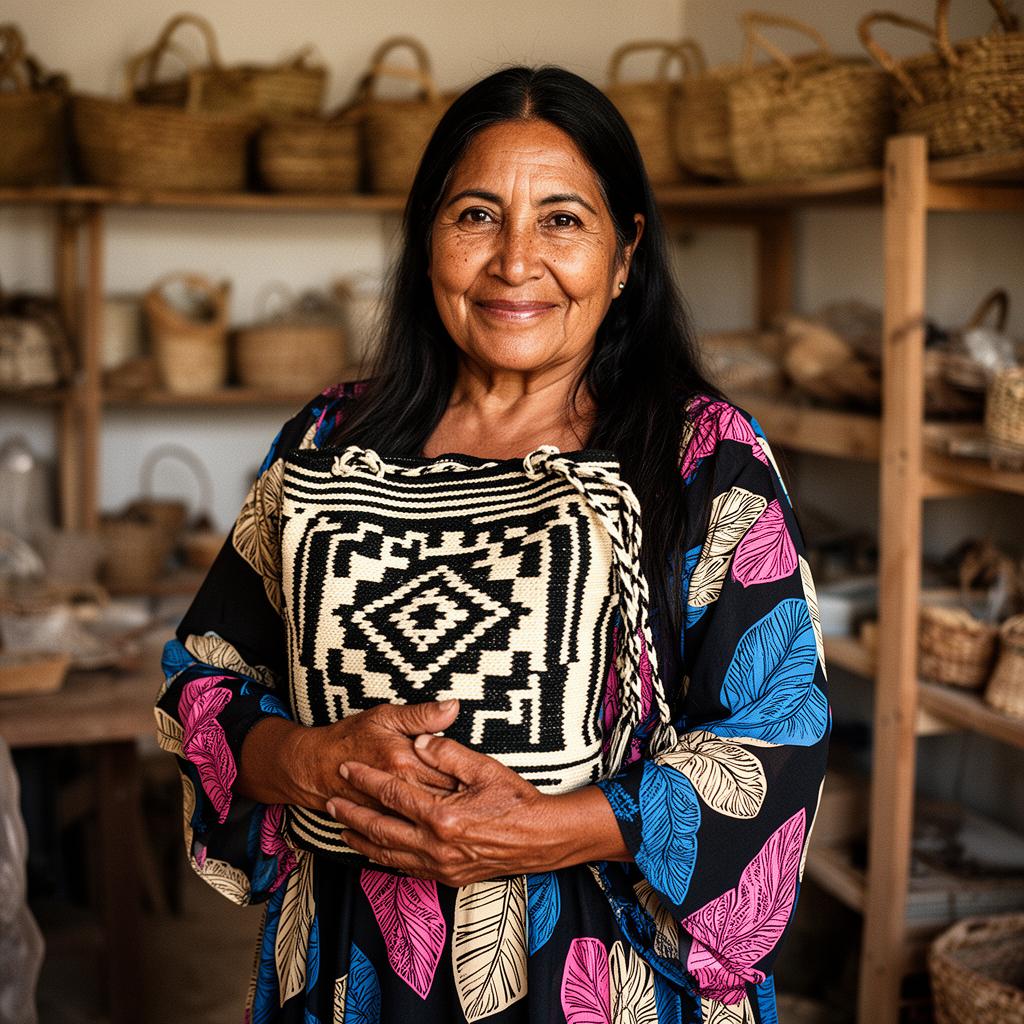 Wayuu artisan weaving a mochila