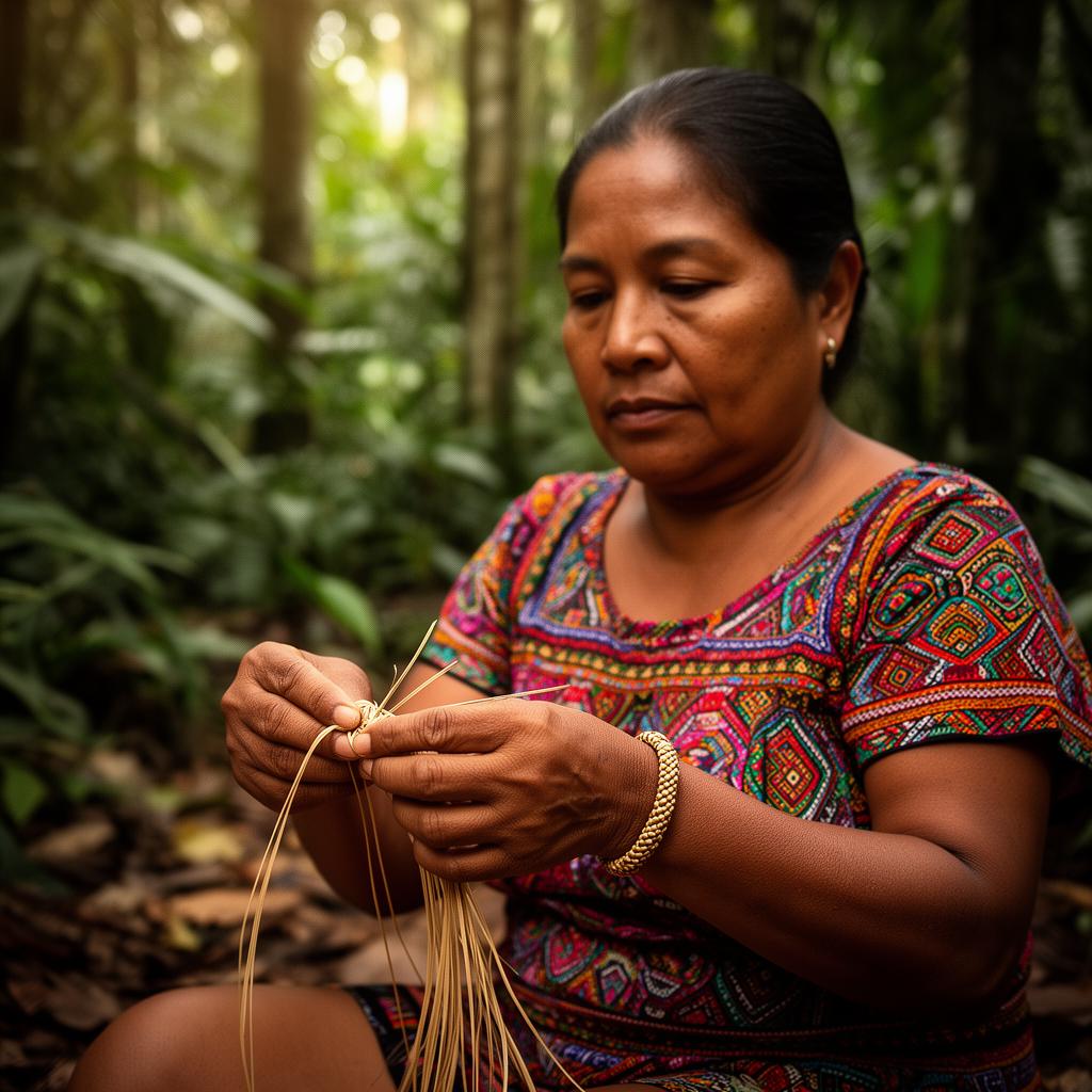 Portrait of Luz Elena, Wounaan weaver from Chocó rainforest